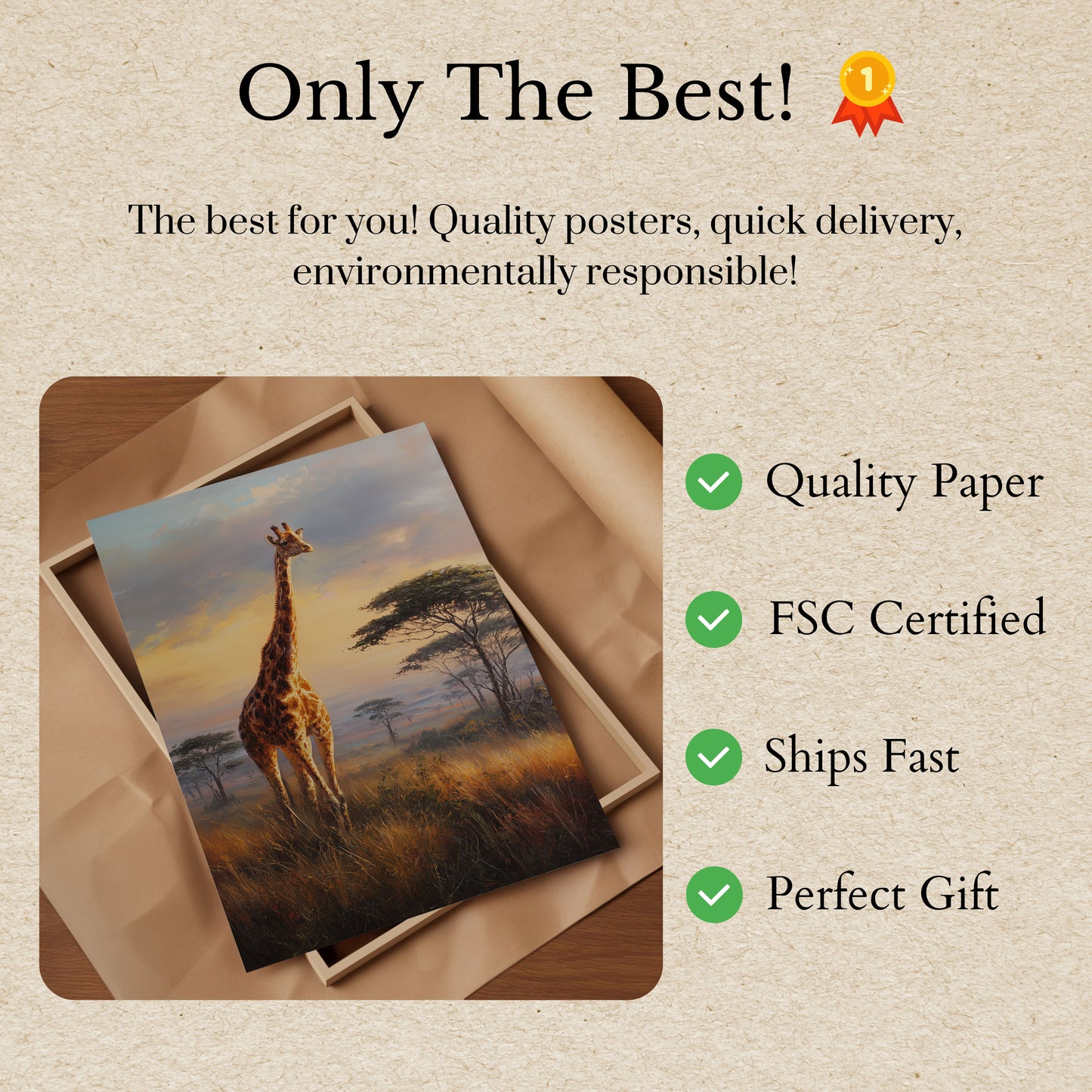 Majestic Giraffe Savanna Sunset Poster