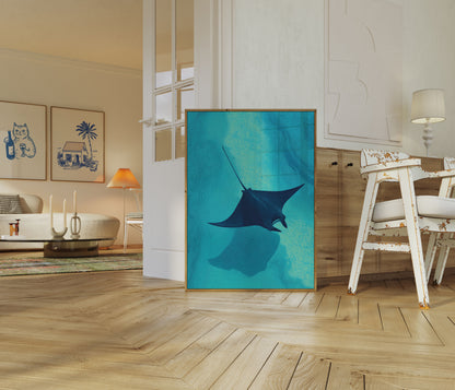 Mantaray Glidande Genom Oceanen Affisch