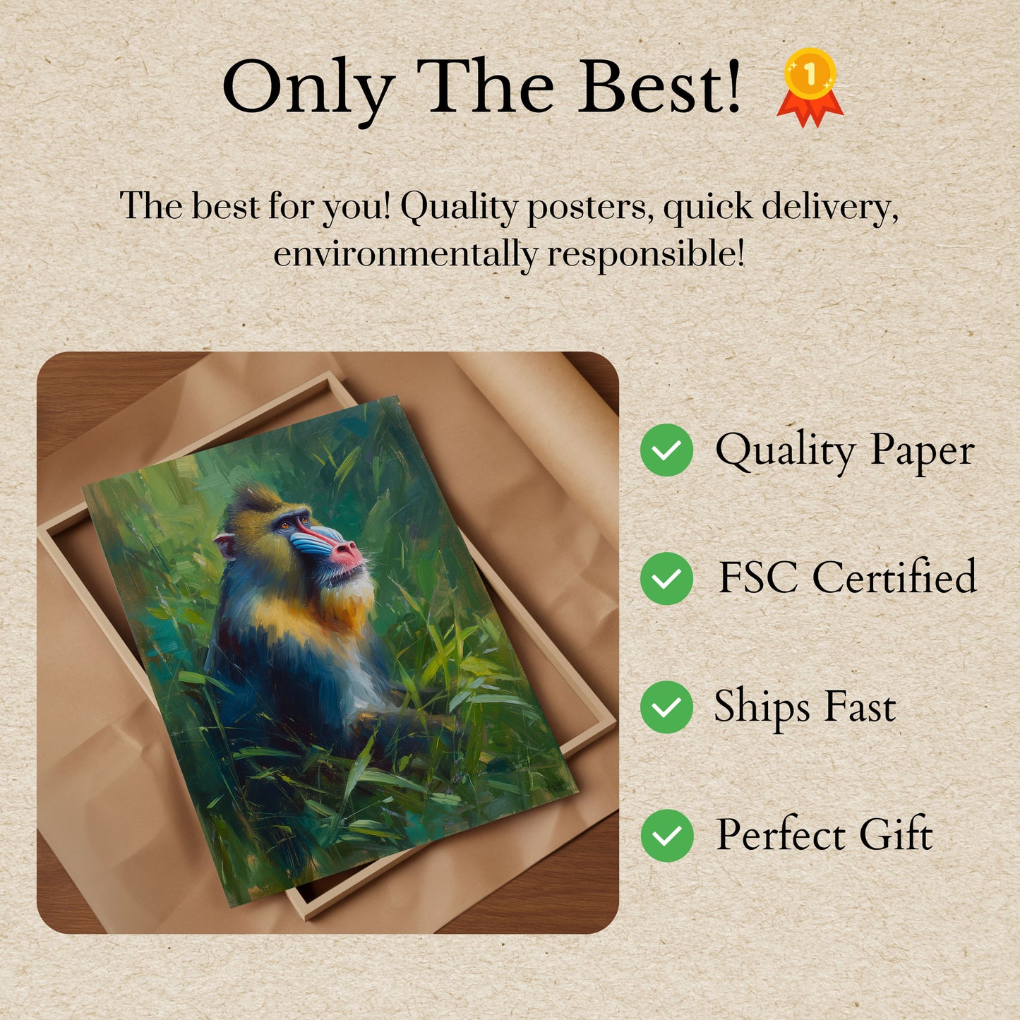 Colorful Mandrill in Jungle Poster