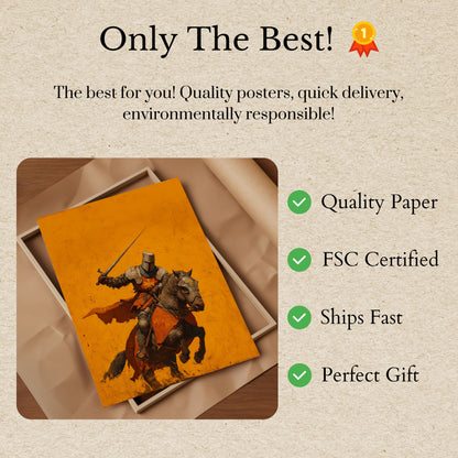 Medieval Crusader Knight Battle Poster