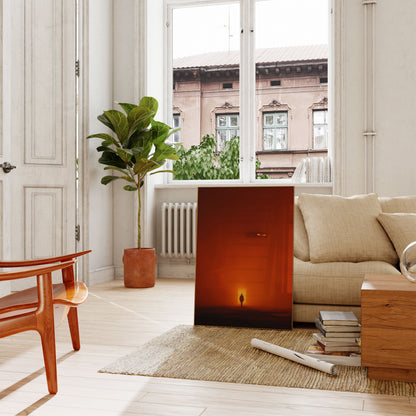 Surrealistisk UFO-møde ved solnedgang plakat