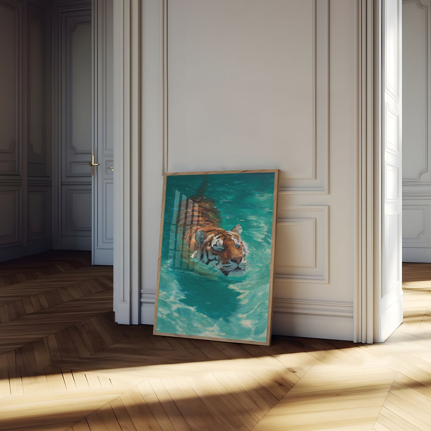 Serene Tiger Swimming Poster