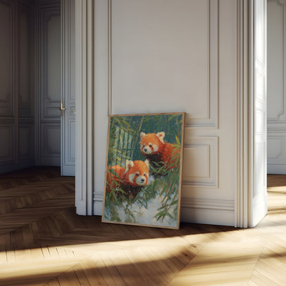 Affiche Pandas Rouges dans la Forêt de Bambou