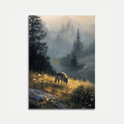 Misty Forest Wolf Wilderness Poster