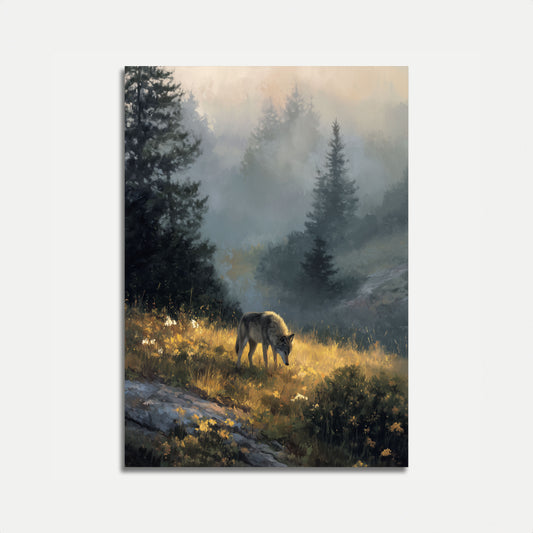 Misty Forest Wolf Wilderness Poster