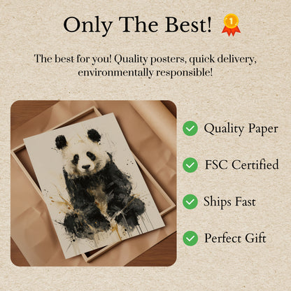 Watercolor Black and White Panda Poster