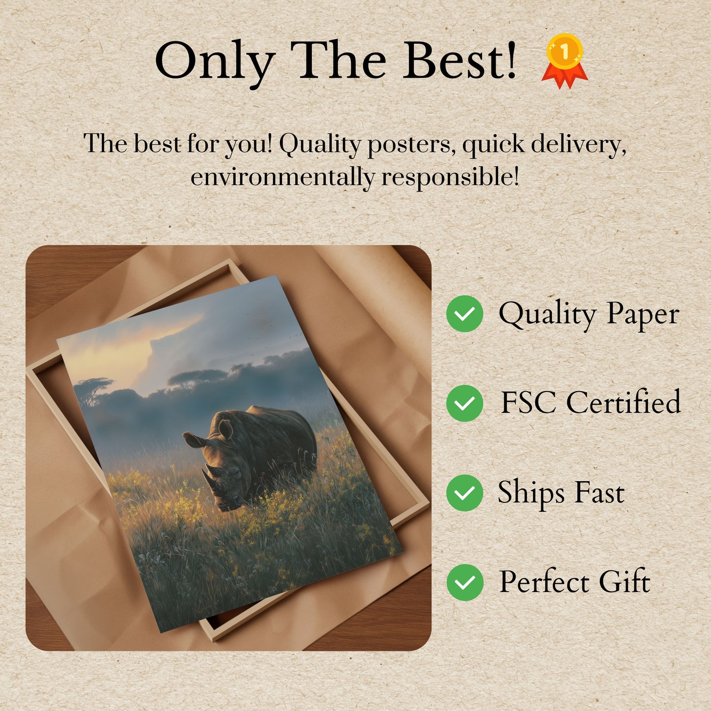 Póster de Misty Rhino Safari Morning