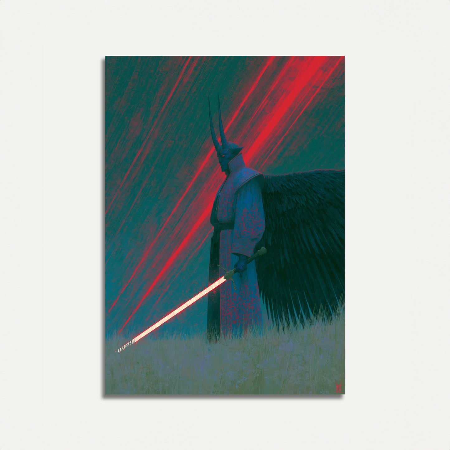 Dunkler Engel mit Lichtschwert Poster