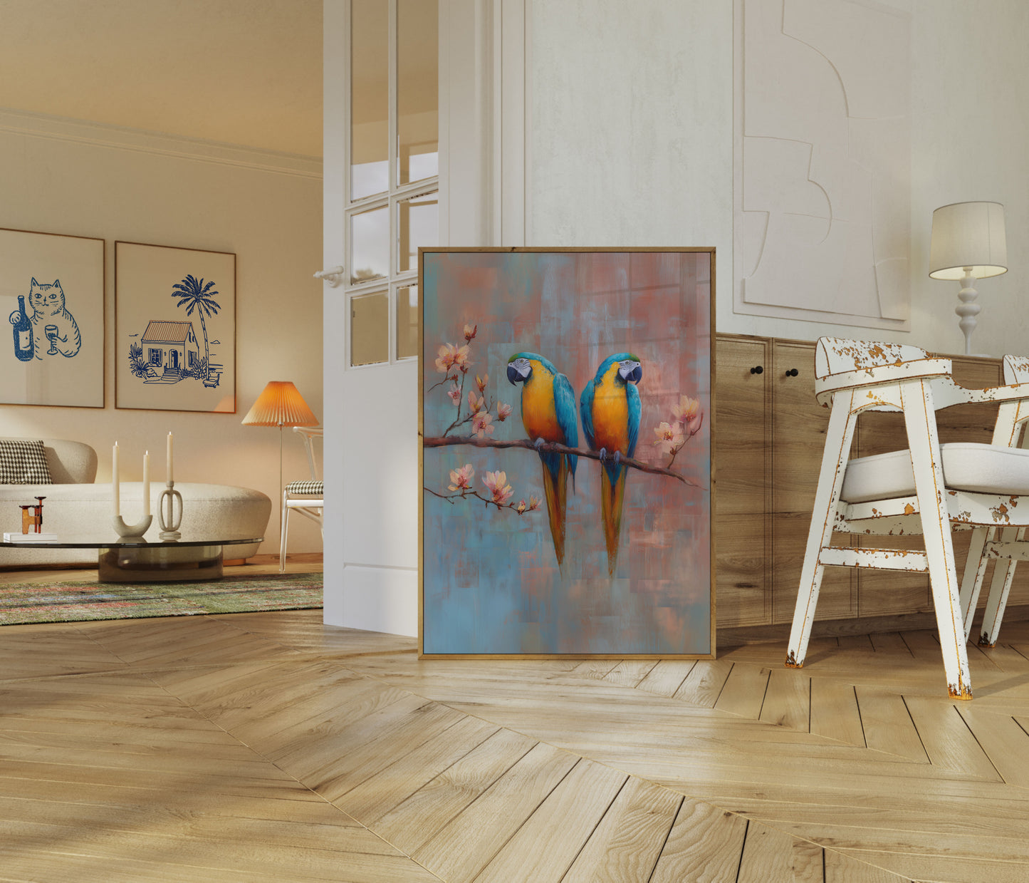 Blue and Gold Macaw Pair Poster