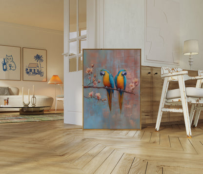 Blue and Gold Macaw Pair Poster