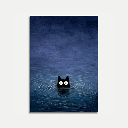 Black Cat in Water Poster