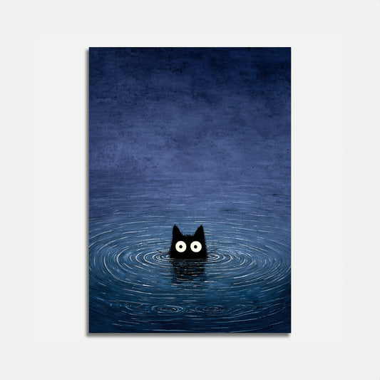 Black Cat in Water Poster