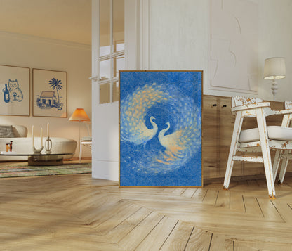 Due Pavoni Sogni Blu Poster