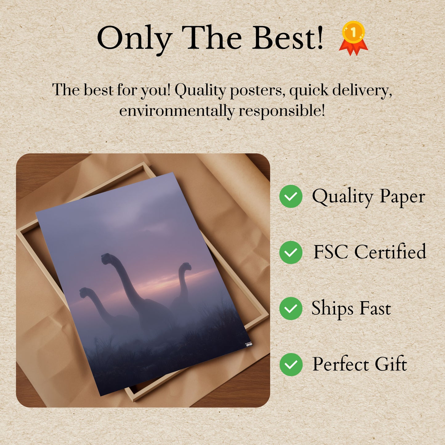 Misty Dinosaur Horizon Poster