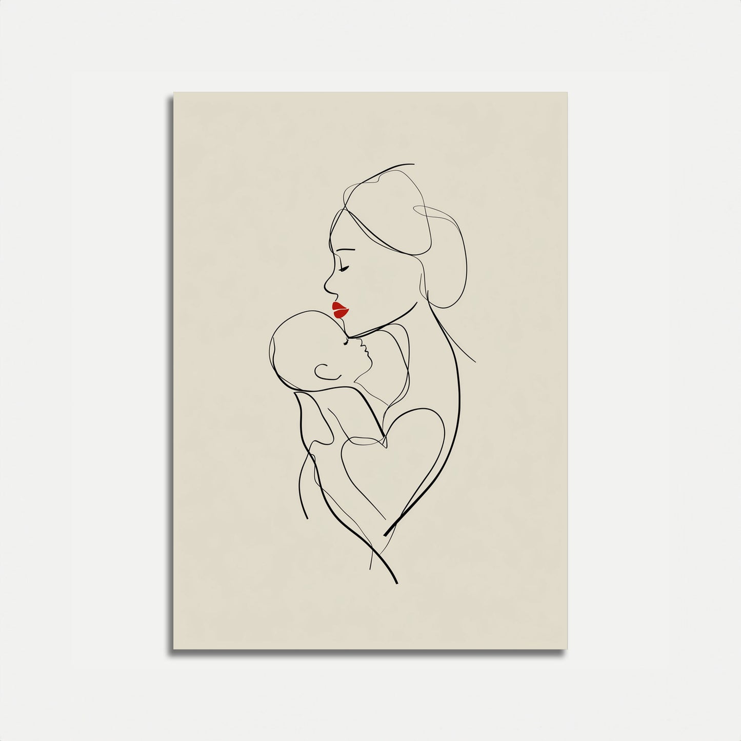 Mother and Child Line Art Poster