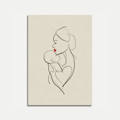 Mother and Child Line Art Poster