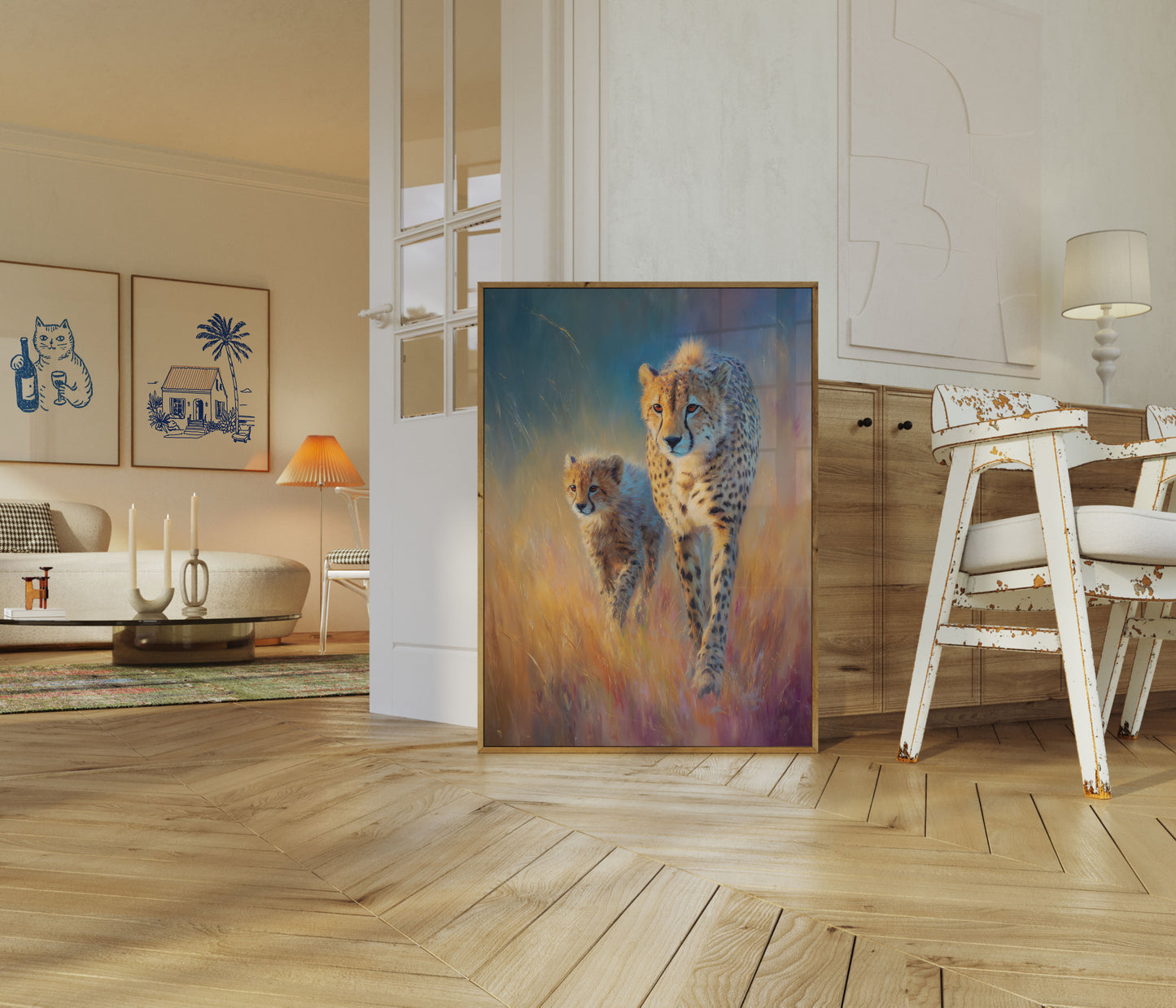 Cheetah Moeder en Welp Poster