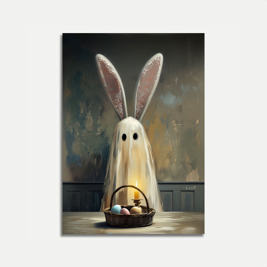 Påskharen med äggkorg affisch
