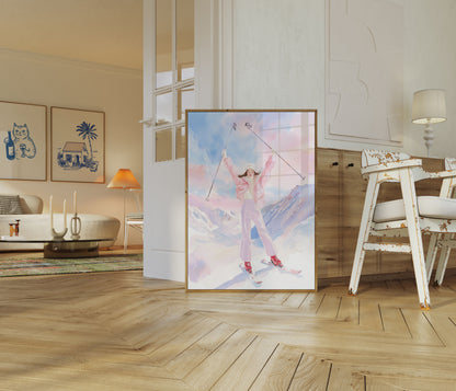 Pink Snow Mountain Joy Poster