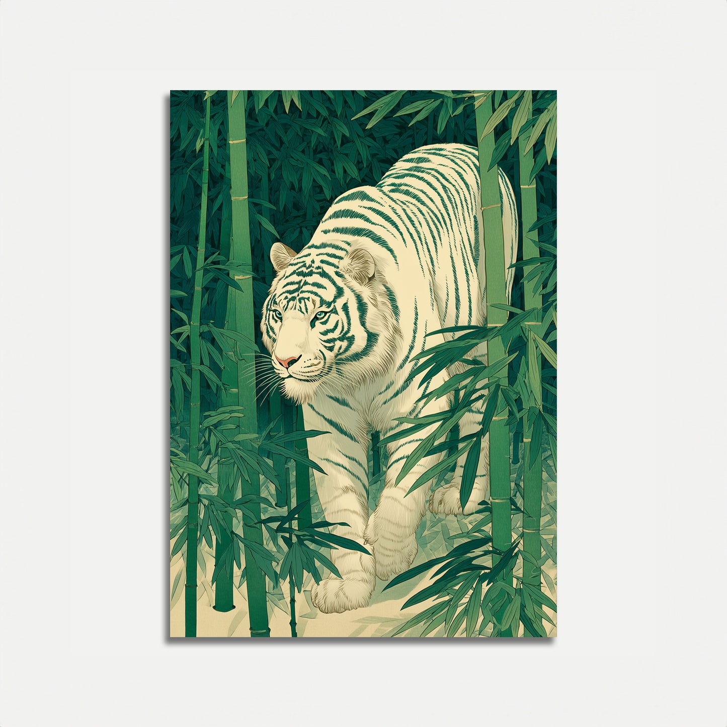 White Tiger in Bamboo Forest Poster