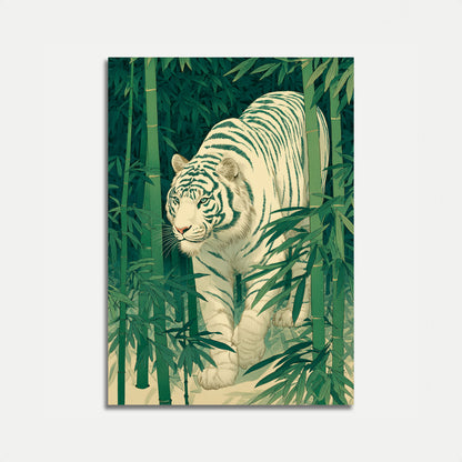White Tiger in Bamboo Forest Poster