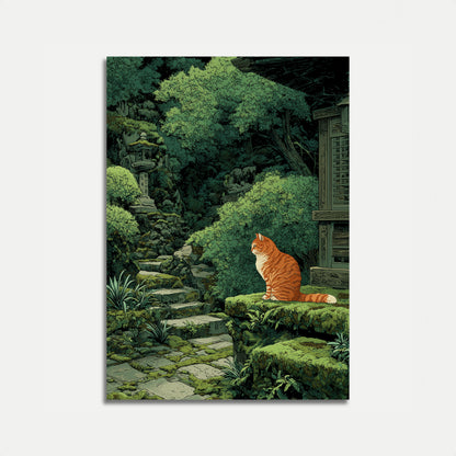 Manifesto del Gatto Arancione nel Giardino Giapponese