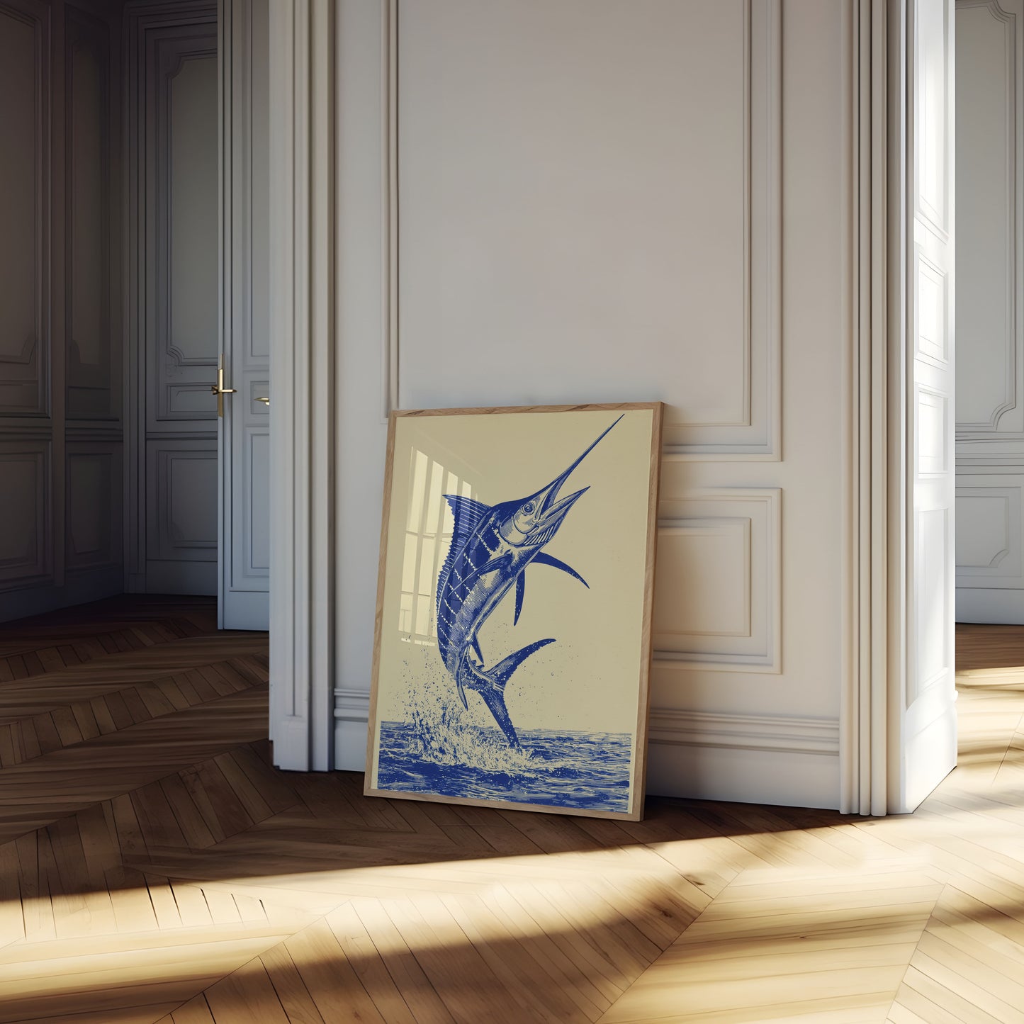 Affiche Marlin Sautant de l'Océan