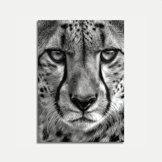 Intense Cheetah Gaze Black and White Poster