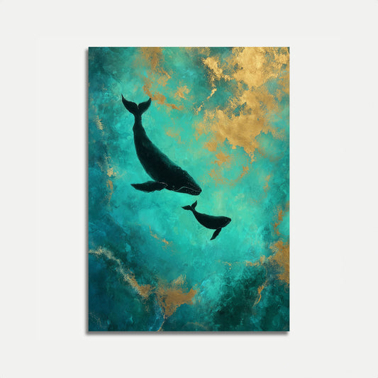 Pôster da Família de Baleias nas Profundezas do Oceano