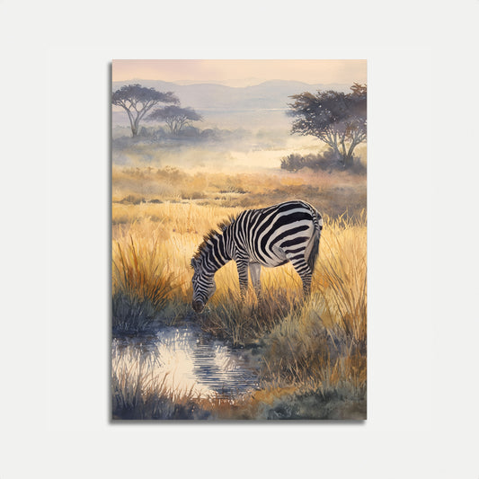 Serene Zebra Watercolor Poster
