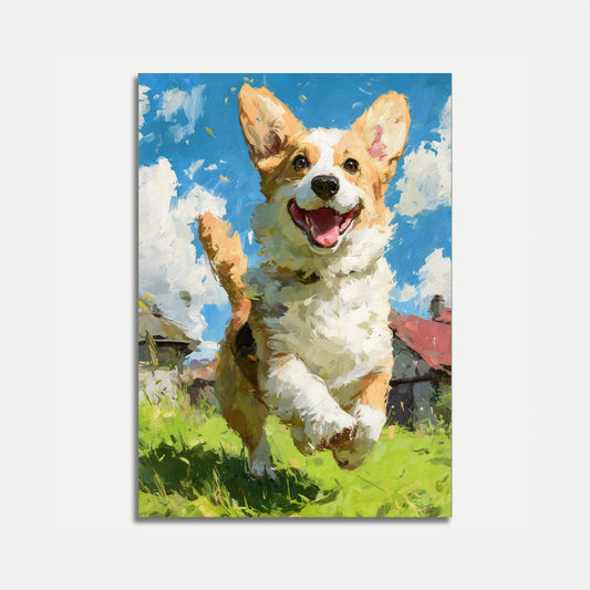 Vrolijke Corgi Rennende Poster