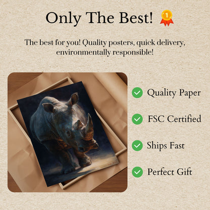 Póster del majestuoso guerrero rinoceronte