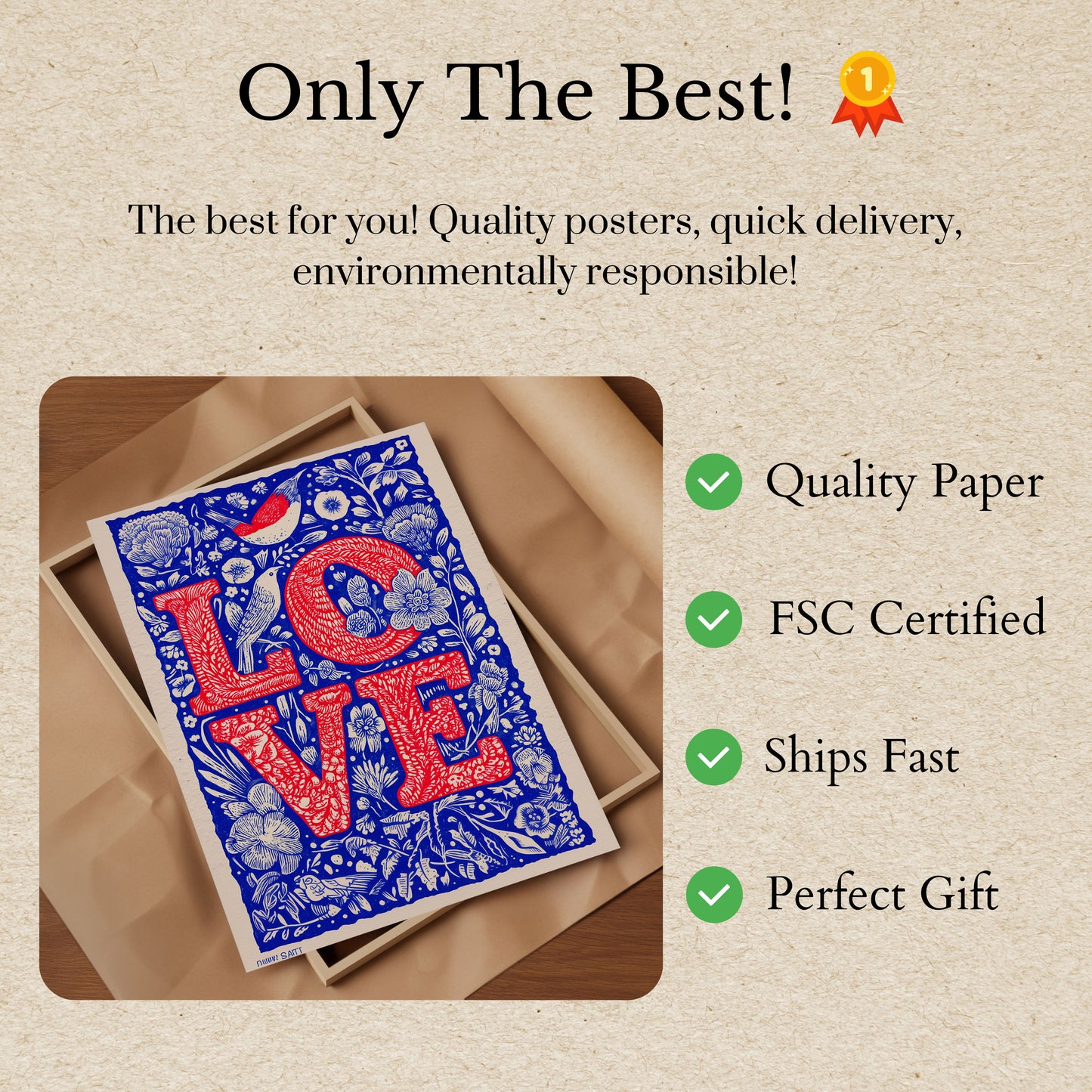 Uccelli Innamorati Poster Botanico