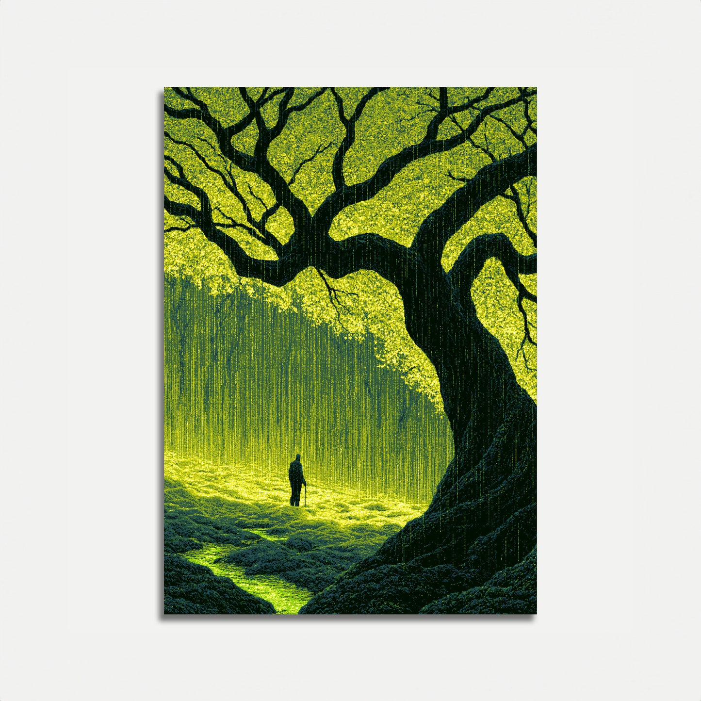 Solitary Wanderer Under Ancient Tree Poster