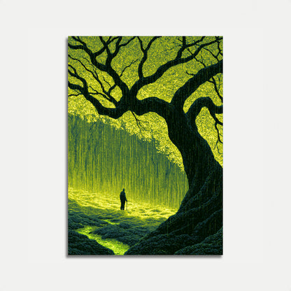 Solitary Wanderer Under Ancient Tree Poster