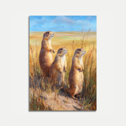 Meerkats in the Grassland Poster