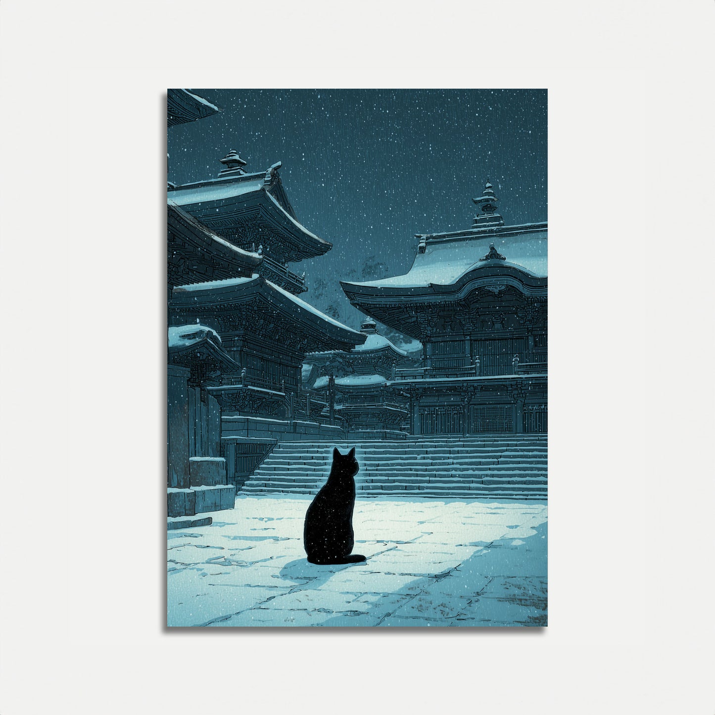 Black Cat in Snow Poster