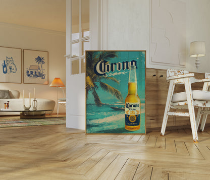 Tropical Corona Beach Sunset Poster