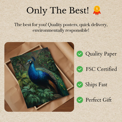 Majestic Blue Peacock Poster