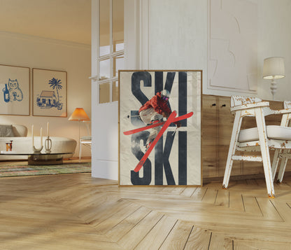 Ski Mountain Action Poster