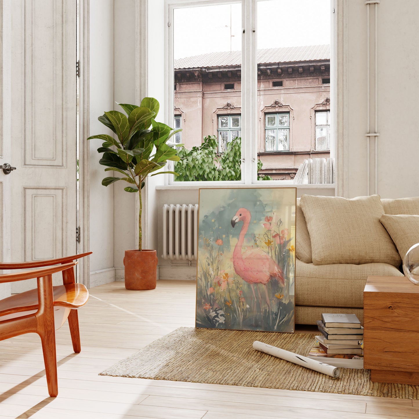 Roze Flamingo Tuinposter