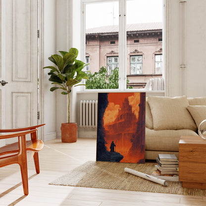 Wizard Approaching Dark Castle Poster