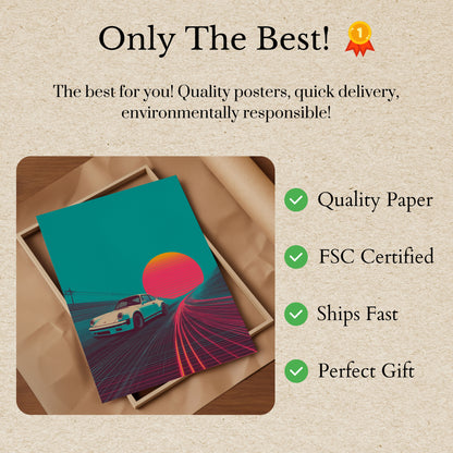 Retro Sunset Porsche Drive Poster