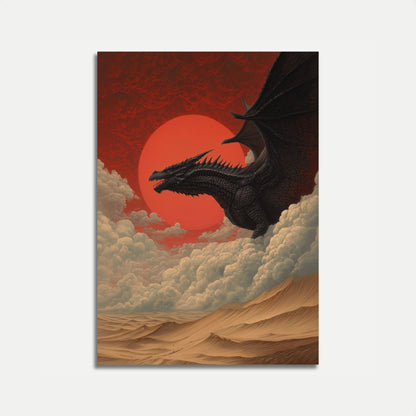 Pôster de Dragão Negro no Pôr do Sol