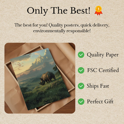 Majestic Rhino Wilderness Poster