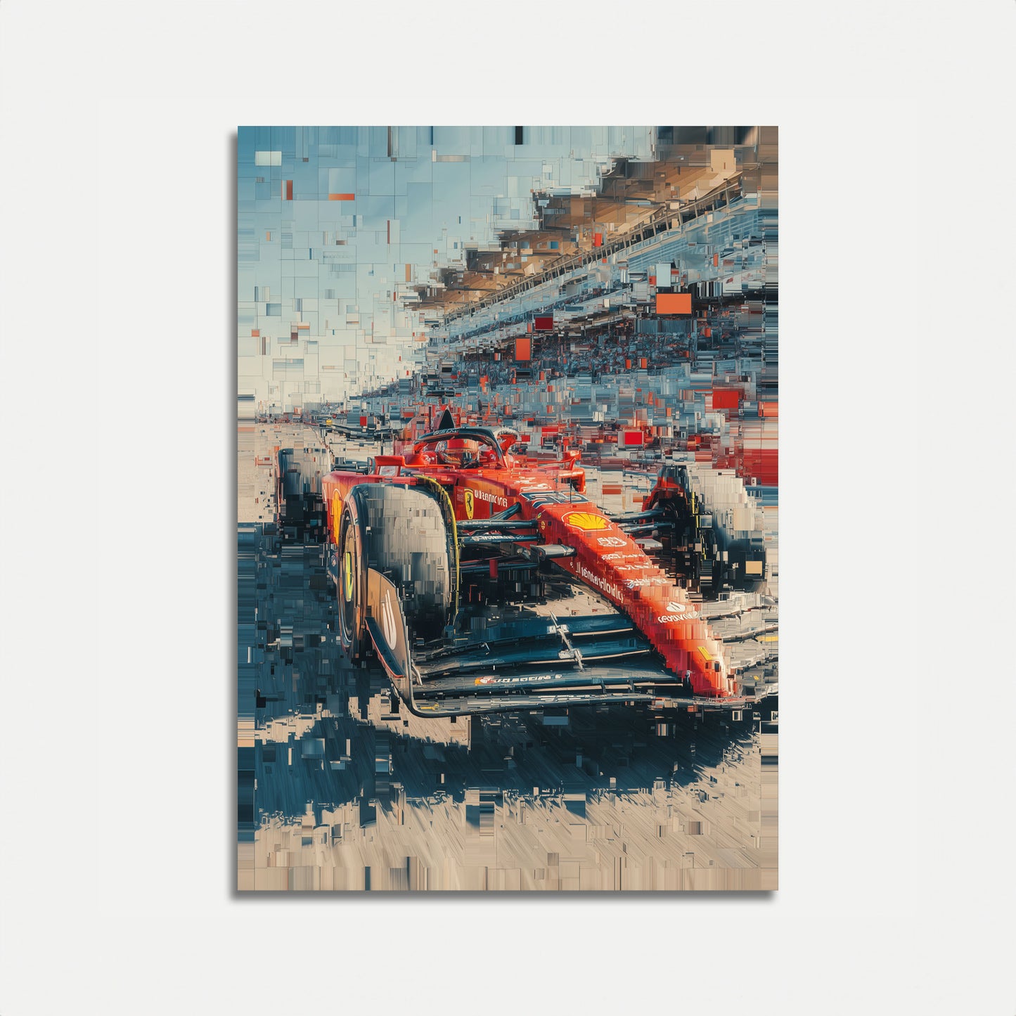 Velocity Pixelated Ferrari F1 Poster