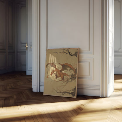 Elegante póster de flor de cerezo con dragón