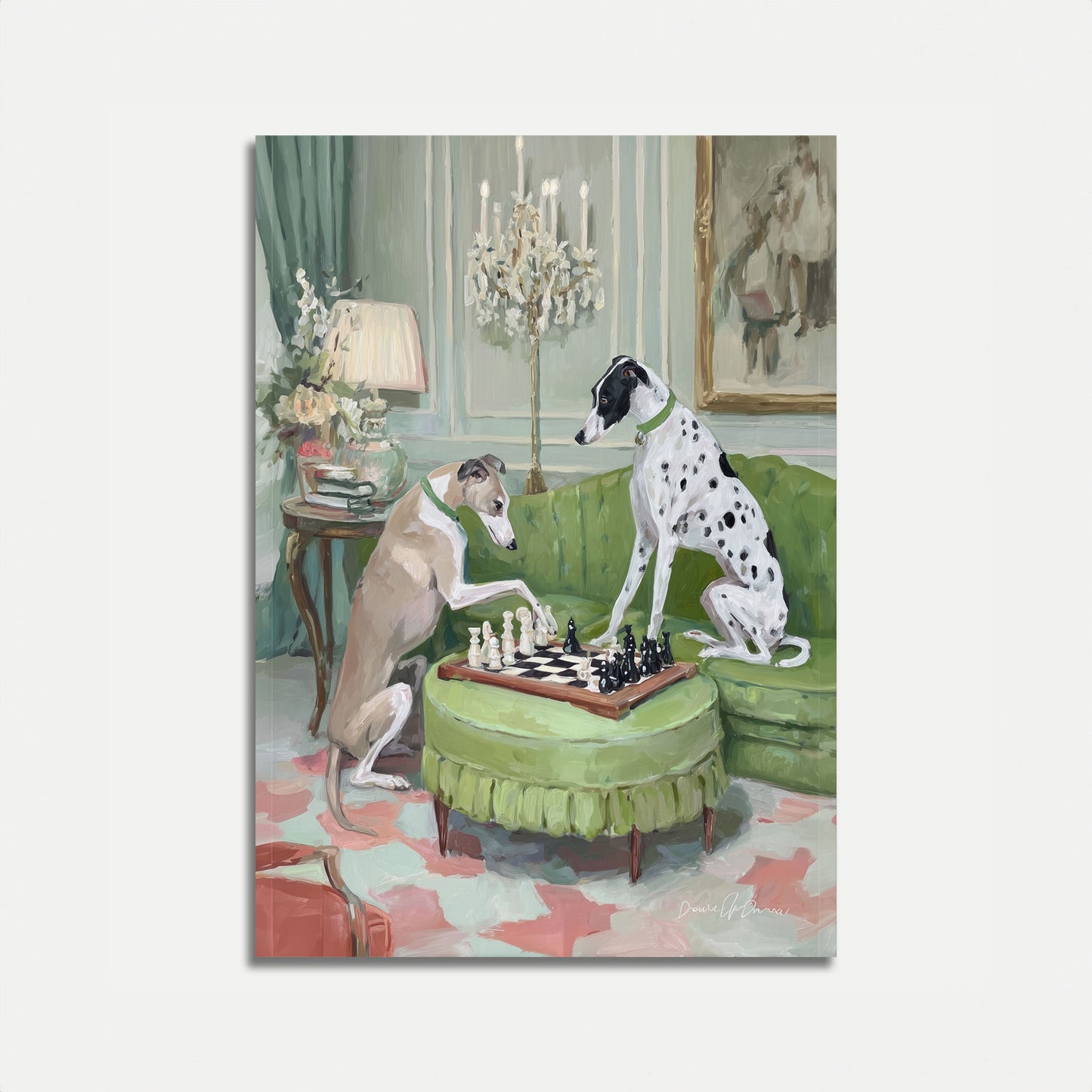 Elegante Hunde Schach spielendes Poster