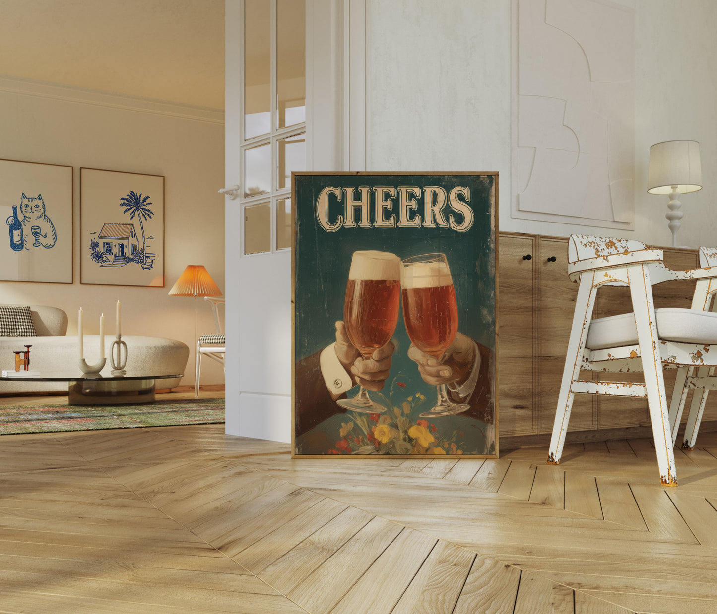 Vintage Beer Cheers Toast Poster