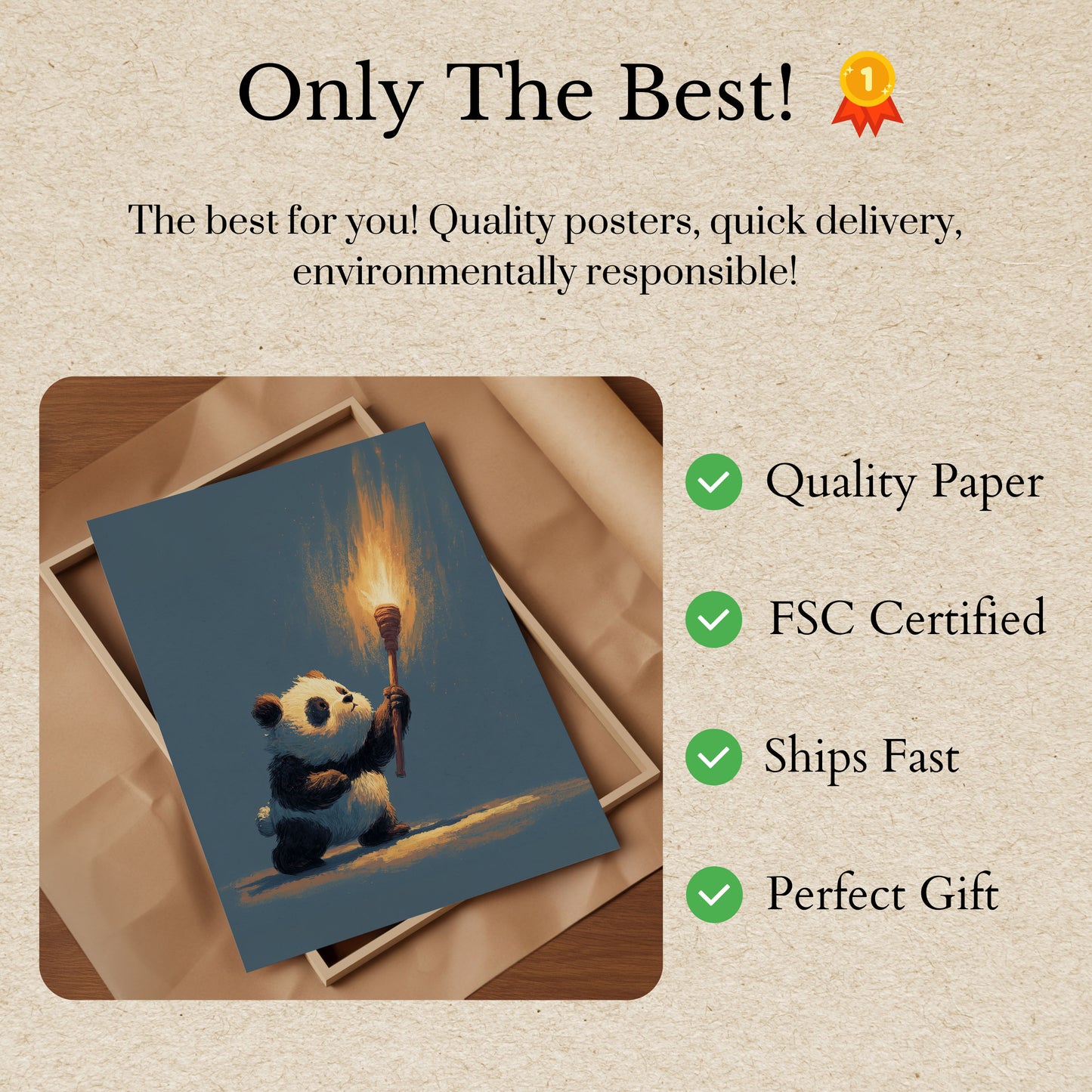 Flaming Torch Panda Adventure Poster